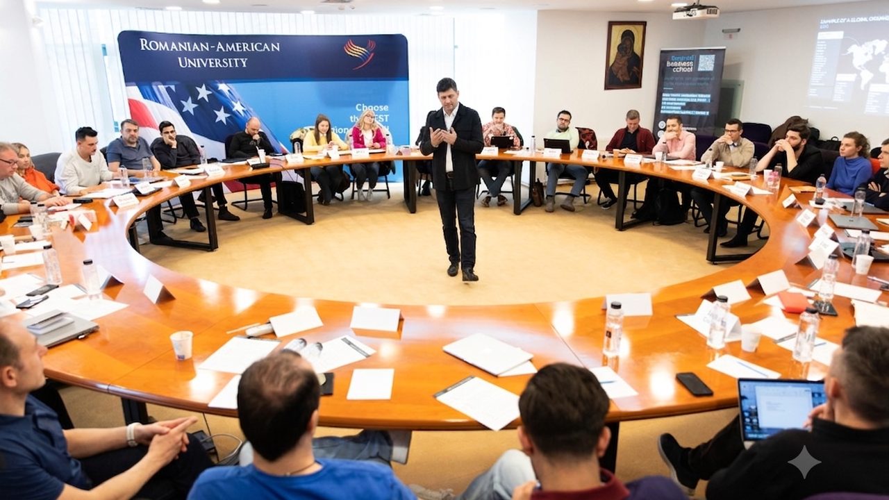 Alin Popovici leading a roundtable steering discussion