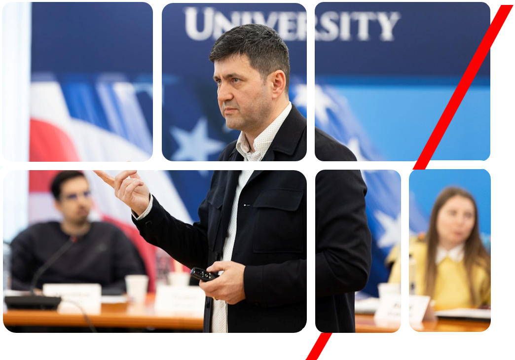 Speaker presenting during an executive learning session
